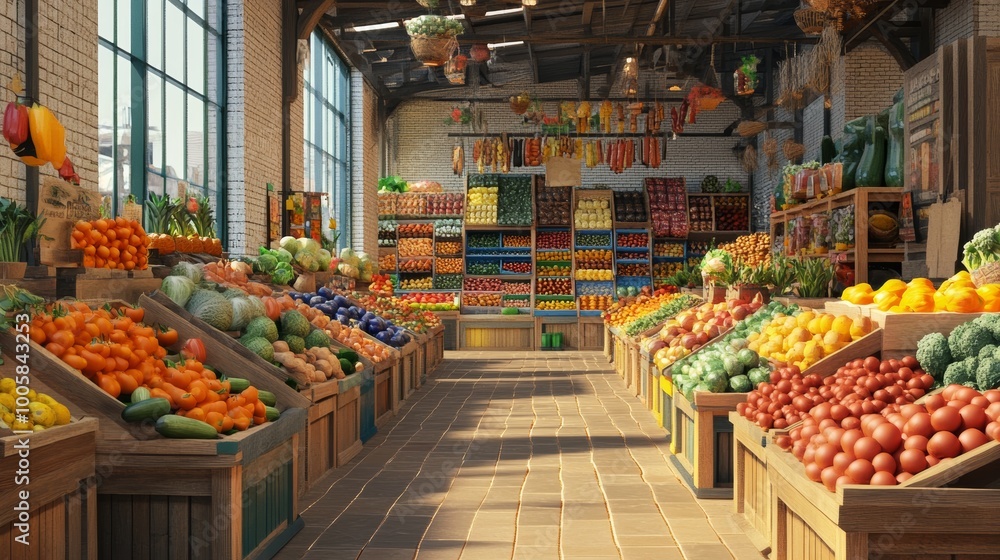 Fototapeta premium Fresh Produce Aisle in Market.