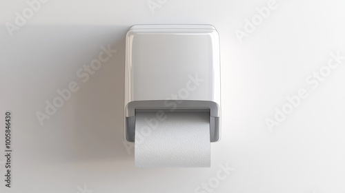 A 3D image shows a paper towel dispenser, looking very realistic. The image is set against a plain white background. photo