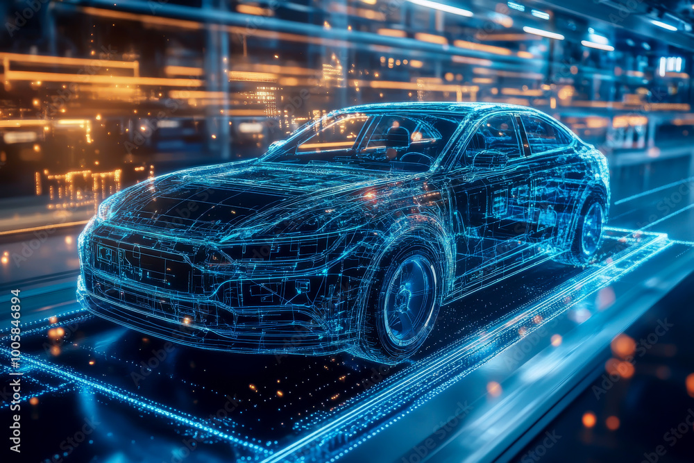 A futuristic car is shown in a computer generated image. The car is sleek and modern, with a metallic finish and sharp angles. The image gives off a sense of speed and power A futuristic car is shown in a computer generated image. The car is sleek and modern, with a metallic finish and sharp angles. The image gives off a sense of speed and power