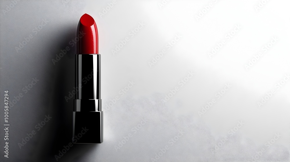 Close-up of a striking,bold red lipstick on a solid minimalist background. Glamorous cosmetic product in a modern,elegant package showcasing the vibrant color and craftsmanship. Close-up of a striking,bold red lipstick on a solid minimalist background. Glamorous cosmetic product in a modern,elegant package showcasing the vibrant color and craftsmanship.