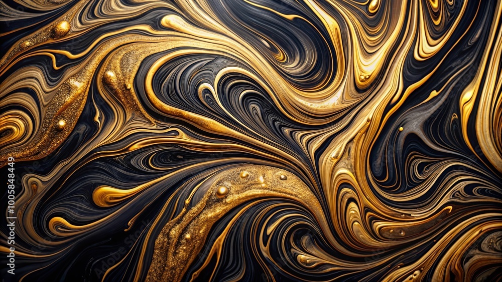 Golden and Black Marble Ink Texture Abstract Design Golden and Black Marble Ink Texture Abstract Design