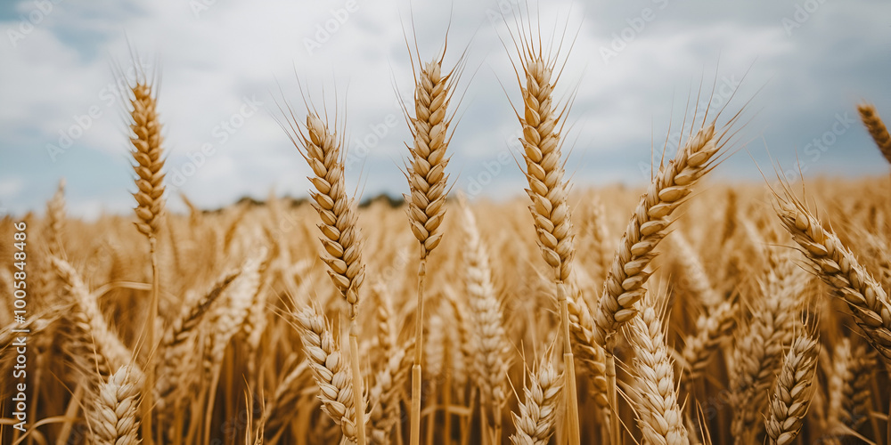 Golden Wheat Field: Sunlit Agricultural Landscape Golden Wheat Field: Sunlit Agricultural Landscape