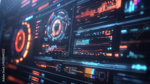 Futuristic Interface with Data and Graphs.