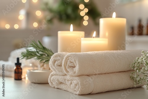 Spa Relaxation with Candles and Towels