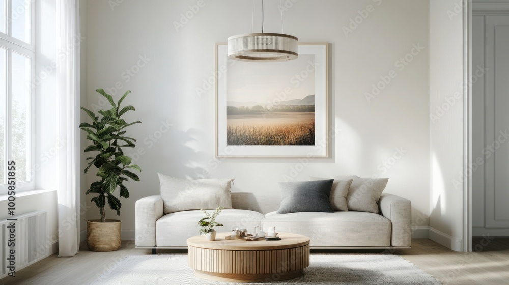 A serene living room with a cozy sofa, coffee table, and indoor plant, promoting relaxation. A serene living room with a cozy sofa, coffee table, and indoor plant, promoting relaxation.