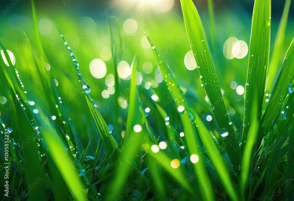 Fototapeta premium vibrant close fresh green lawn grass patterns highlighting intricate textures color variations each blade, landscape, macro, botanical, growth, leaf, beauty