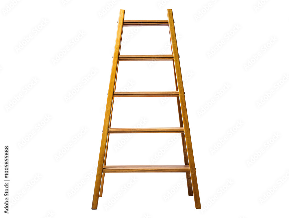 a wooden ladder with four shelves a wooden ladder with four shelves