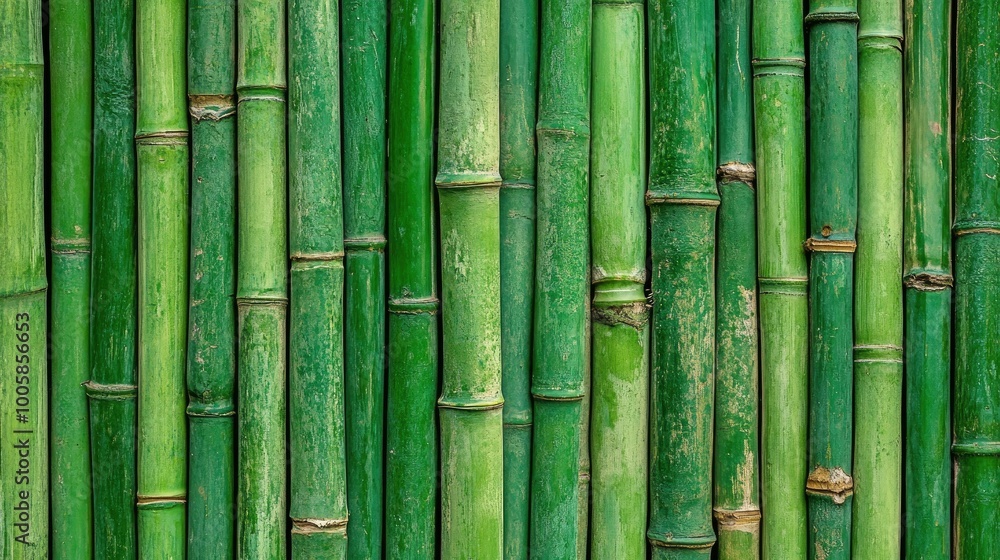 Vibrant green bamboo fence surface texture, processed into a seamless collage. Perfect for environmental backgrounds or nature-related advertising. Vibrant green bamboo fence surface texture, processed into a seamless collage. Perfect for environmental backgrounds or nature-related advertising.