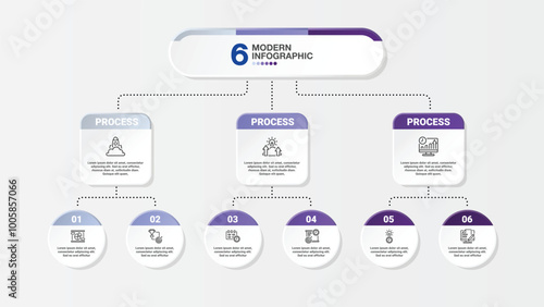 Infographic 6 options or step for presentation. Business icons concept.
