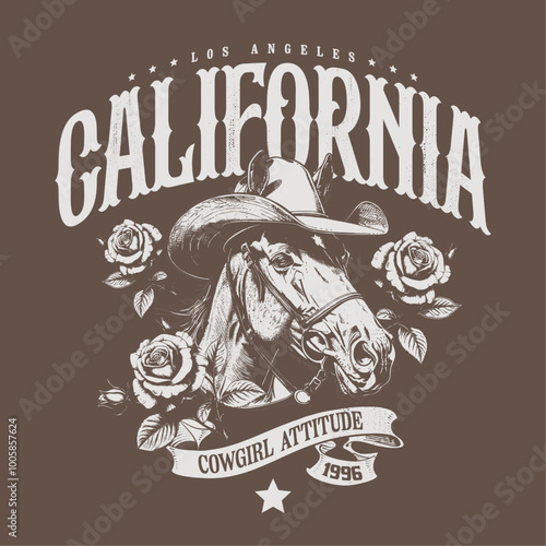 Retro cowboy western design for graphic tee