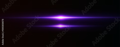 Light pink effect reflections, neon illumination in violet colors. Bright light lens. Police light effects, lines. Shiny stars, glowing sparks on a black background. Vector pink light effect