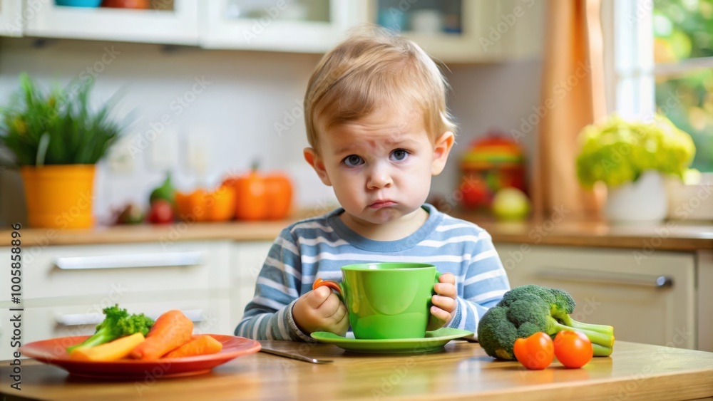 Toddler Refuses to Eat While Covering Mouth with Hands in a Defiant Gesture – Child Nutrition Struggles Toddler Refuses to Eat While Covering Mouth with Hands in a Defiant Gesture – Child Nutrition Struggles