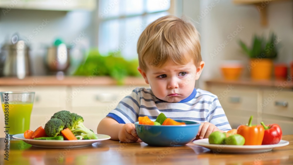 Toddler Refuses to Eat While Covering Mouth with Hands in a Defiant Gesture – Child Nutrition Struggles Toddler Refuses to Eat While Covering Mouth with Hands in a Defiant Gesture – Child Nutrition Struggles