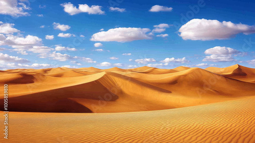 A lifelike picture of rolling sand dunes in a desert. photo