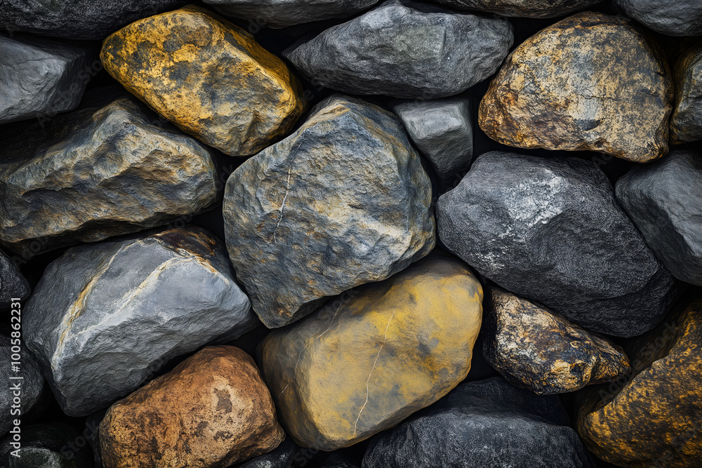Close-up texture of mix of grey and brown rocks and stones for background, Rock texture, Stone texture, Rock background, Stone background Close-up texture of mix of grey and brown rocks and stones for background, Rock texture, Stone texture, Rock background, Stone background