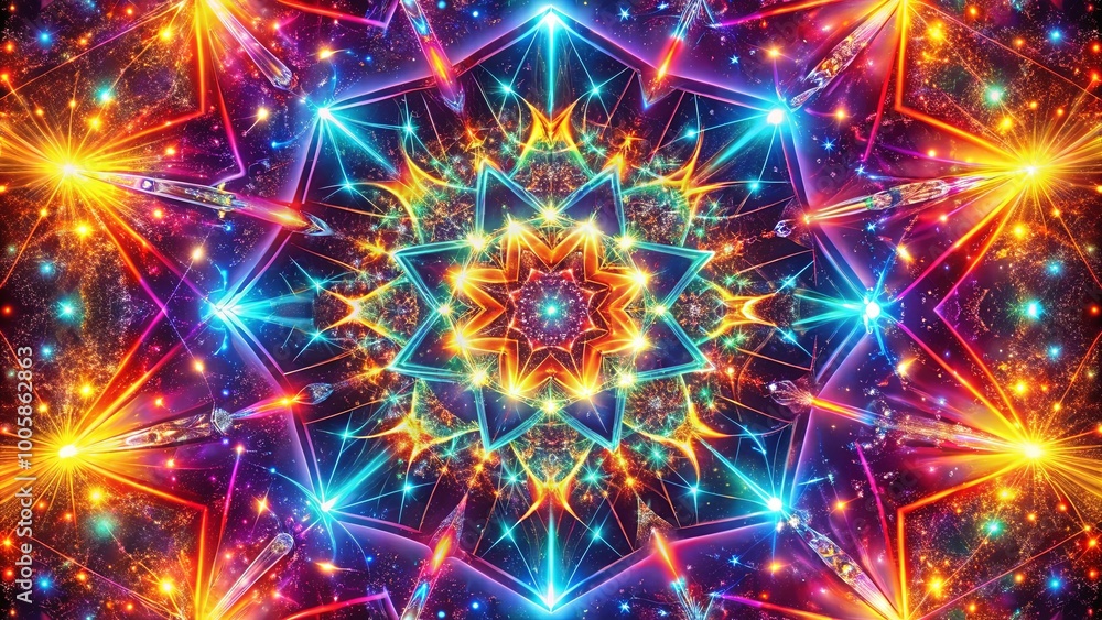 Fototapeta premium Cosmic Kaleidoscope of Vibrant Stars and Glittering Lines
