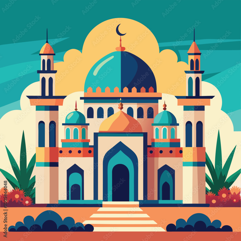 Fototapeta premium Eid alfitr Eid Mubarak Decorative Festival Element Vector illustration