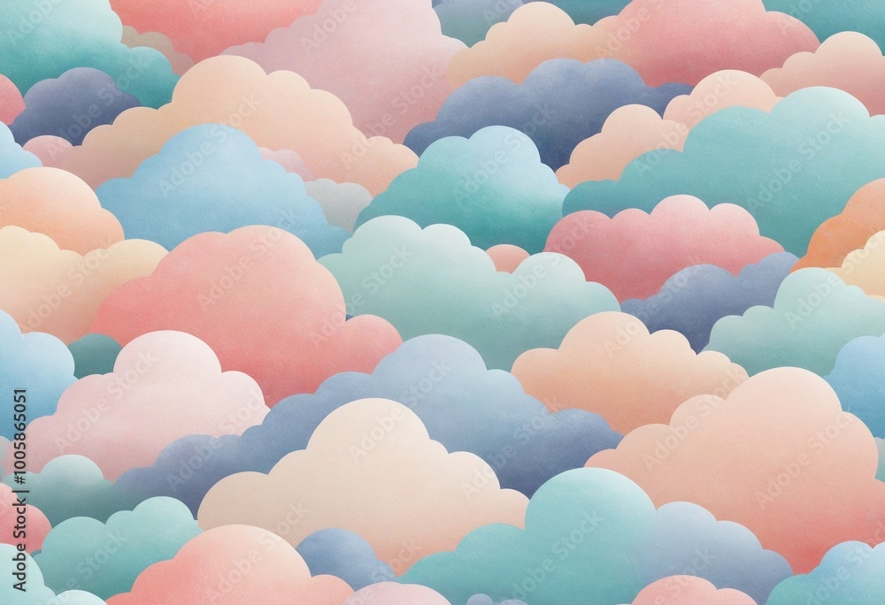 Pastel Clouds Pattern for Design, Illustration Pastel Clouds Pattern for Design, Illustration