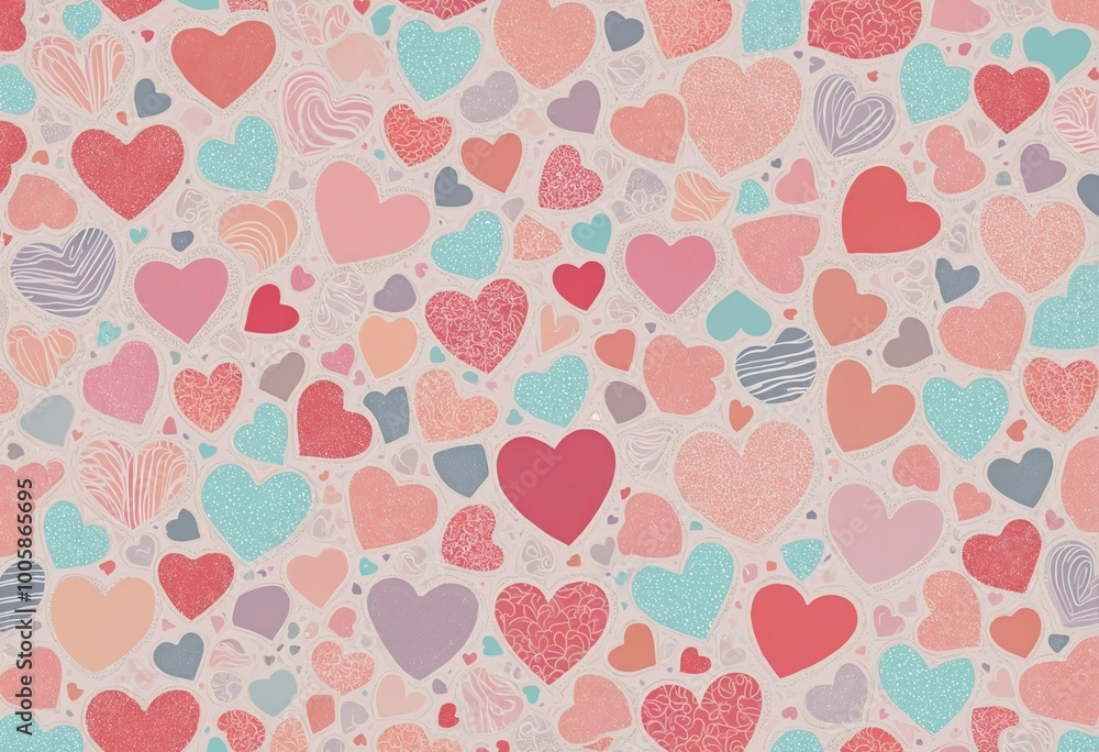 Pastel Valentine's Day Hearts Pattern Illustration Design Pastel Valentine's Day Hearts Pattern Illustration Design