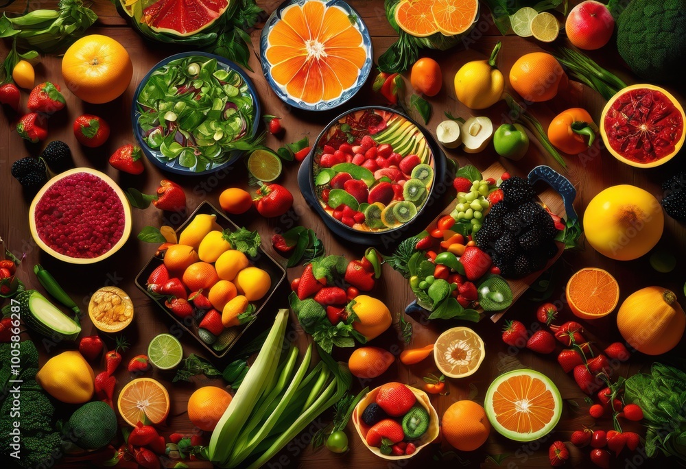 vibrant food icons arranged creative patterns showcase colorful dishes artistic designs catchy visual appeal, avocado, bento, bright, culinary, composition vibrant food icons arranged creative patterns showcase colorful dishes artistic designs catchy visual appeal, avocado, bento, bright, culinary, composition