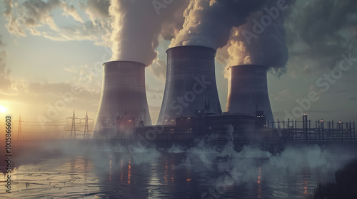 atomic nuclear reactor or power plant refinery industrial factory