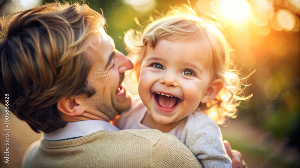 Heartwarming Moment: Child Laughing in Adult's Embrace Heartwarming Moment: Child Laughing in Adult's Embrace