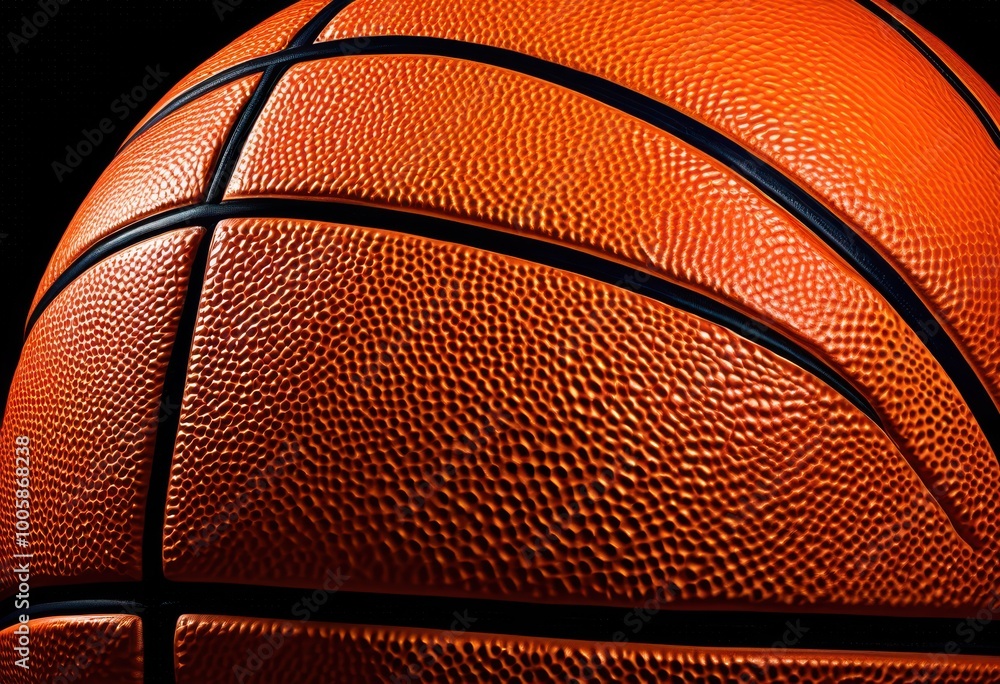 Fototapeta premium detailed close basketball texture emphasizing complex surface patterns under dramatic lighting conditions, design, shadow, highlight, spherical, rubber