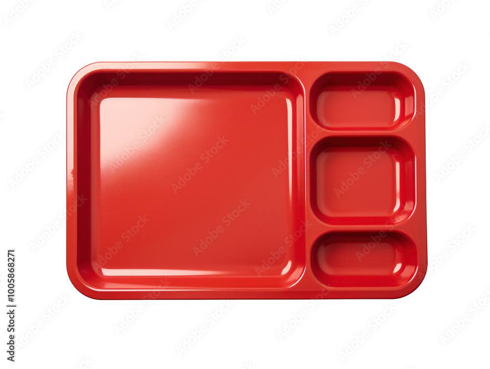 a red tray with three compartments a red tray with three compartments
