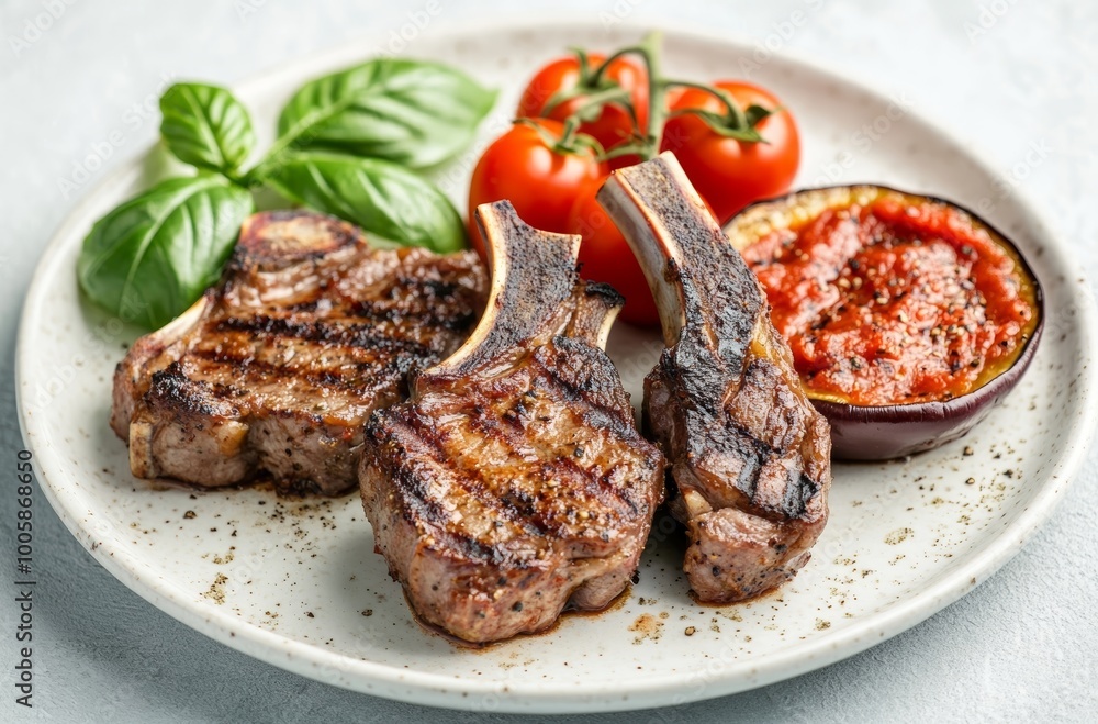 Grilled Lamb Chops with Tomato and Eggplant Grilled Lamb Chops with Tomato and Eggplant