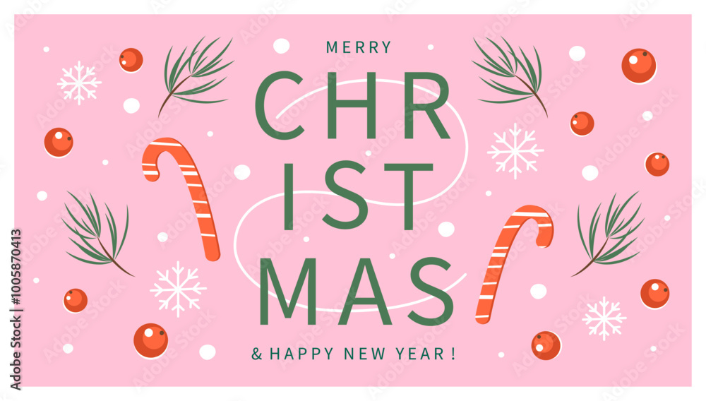 Merry Christmas and Happy New Year greeting card. Greeting modern beautiful poster template for winter holidays. Vector illustration. Merry Christmas and Happy New Year greeting card. Greeting modern beautiful poster template for winter holidays. Vector illustration.