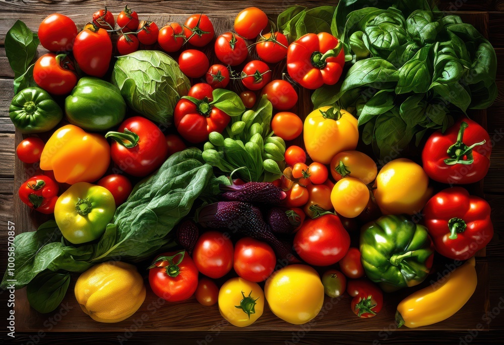 vibrant display fresh fruits vegetables arranged artistically rustic table, color, produce, organic, healthy, assortment, natural, ripe, harvest, garden vibrant display fresh fruits vegetables arranged artistically rustic table, color, produce, organic, healthy, assortment, natural, ripe, harvest, garden