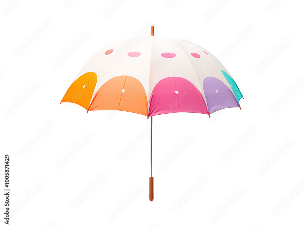 a colorful umbrella with a wooden handle a colorful umbrella with a wooden handle