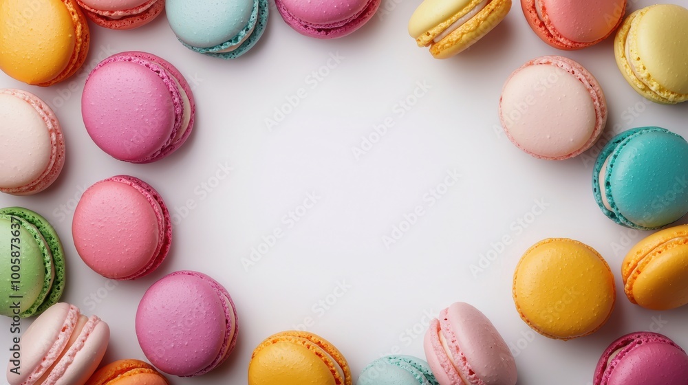 Obraz premium Colorful Macaroons on White Background