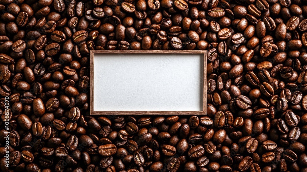 White Frame Surrounded by Roasted Coffee Beans White Frame Surrounded by Roasted Coffee Beans