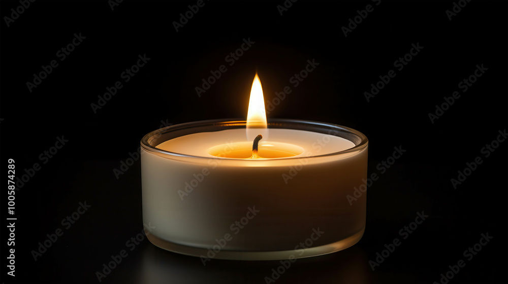 Single Lit Candle in Dark Room Illuminating Space Single Lit Candle in Dark Room Illuminating Space