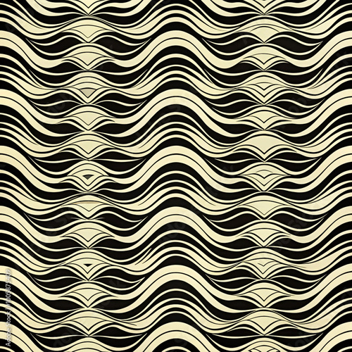 Wavy Seamless Abstract Pattern with Geometric Waves and Ocean-Inspired Design