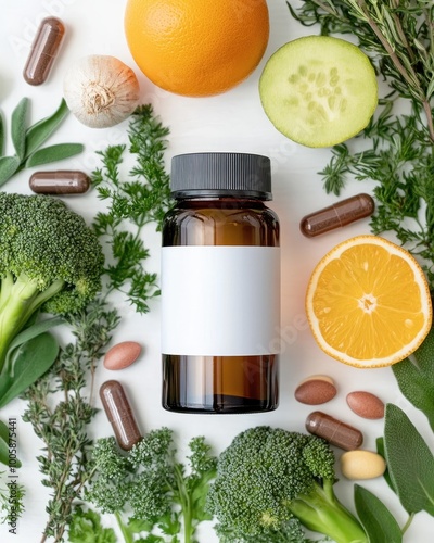 Healthy Ingredients and Supplements on a White Surface