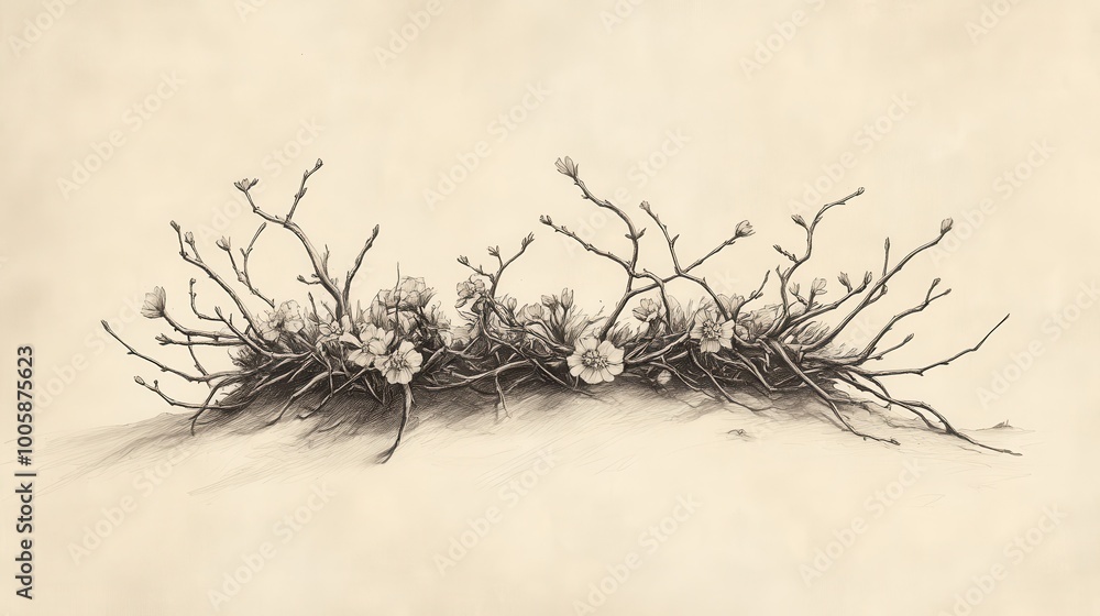 Fototapeta premium Glory to Dust: Withered Flower Crown in Dust, Reflecting Ephraim's Leadership Defeated by Pride and Arrogance