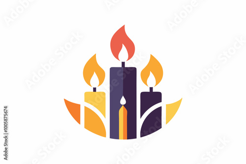 Minimalist abstract candle logo for all souls day commemoration