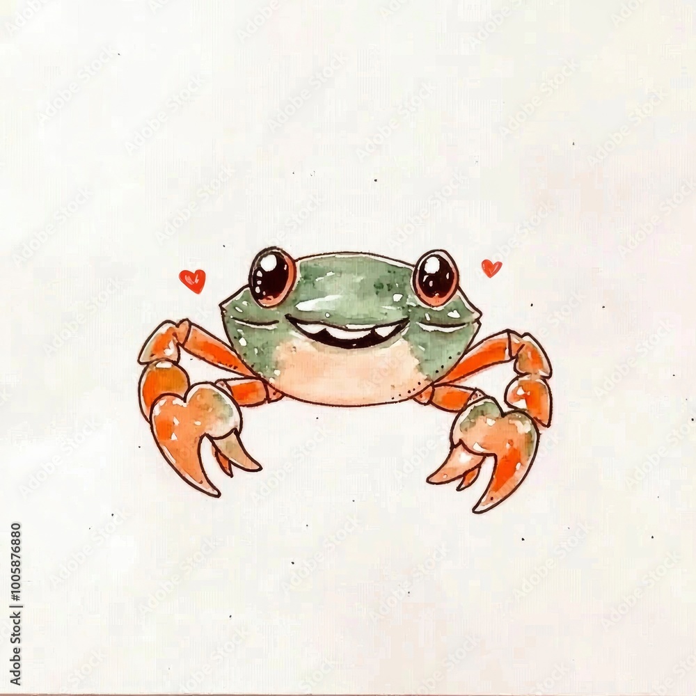 Cute Cartoon Crab with Hearts Cute Cartoon Crab with Hearts