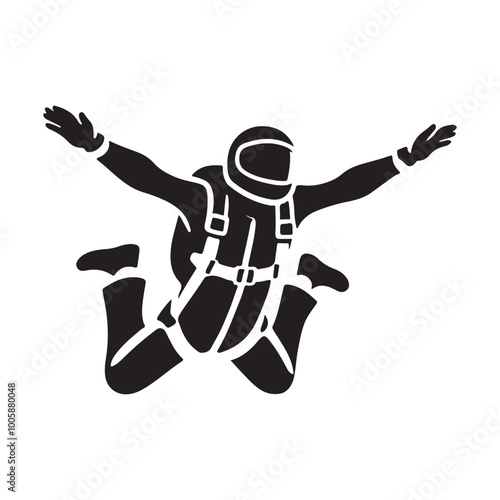 Skydiver silhouette PNG isolated on transparent background – parachute jump, extreme sport, sky diving, adventure, free fall activity, adrenaline