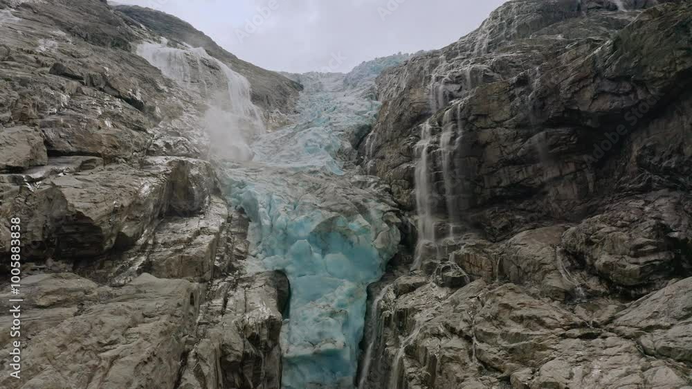 Kjenndal glacier in Norway Aerial drone view Kjenndal glacier in Norway Aerial drone view