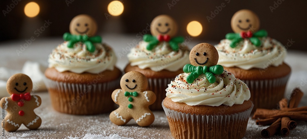 Christmas style cupcakes on the table Christmas style cupcakes on the table