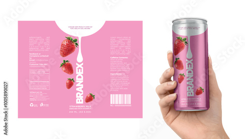Brandex STRAWBERRY Milk 250ml 2 - Packaging Label Design