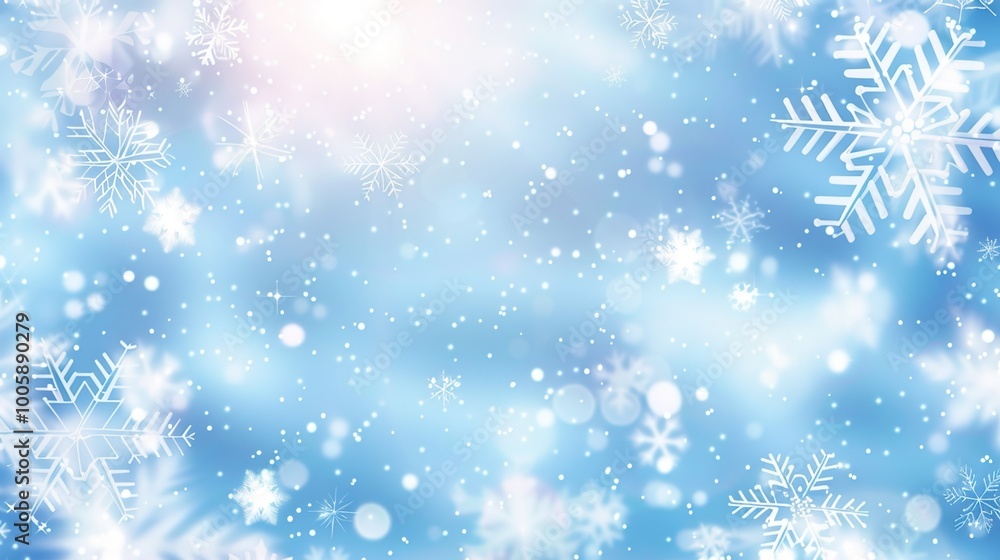 Christmas Background with Blue Snowflakes Winter Christmas Background with Blue Snowflakes Winter