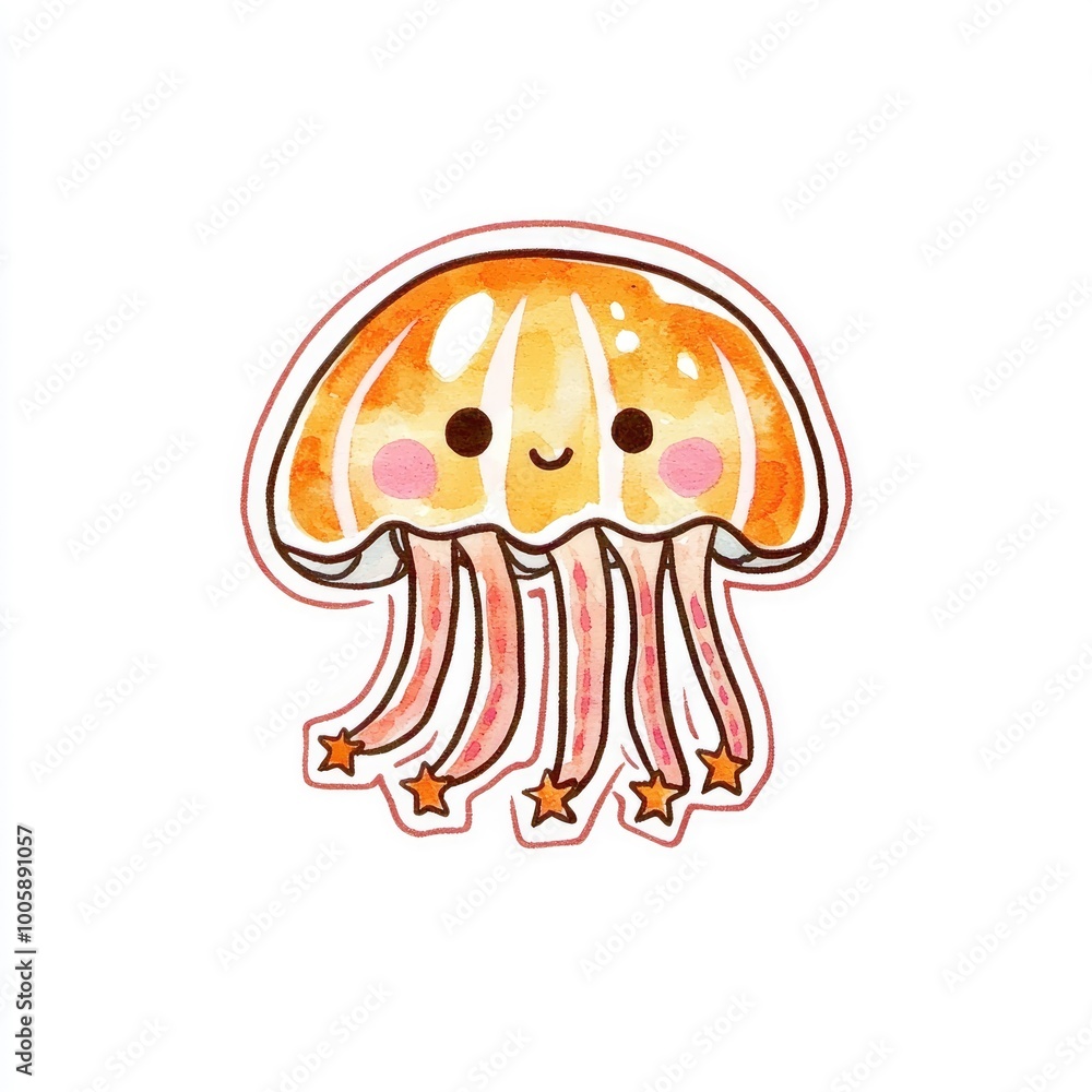 Cute Cartoon Jellyfish Illustration Cute Cartoon Jellyfish Illustration