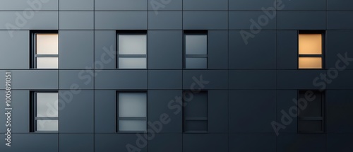 Rectangular black steel building with minimal windows modern and functional architecture in an industrial area
