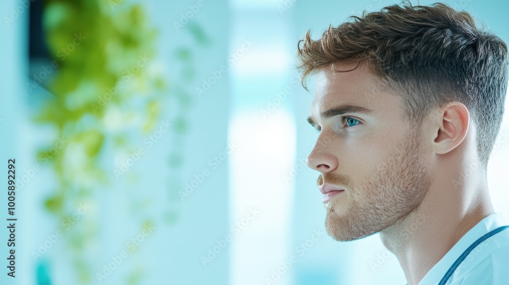 A doctor explaining a treatment plan to a patient in an outpatient consultation room. A doctor explaining a treatment plan to a patient in an outpatient consultation room.