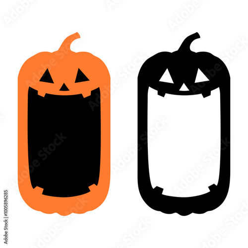 Banner vertical con calabaza de Halloween alegre con boca grande abierta para tarjetas y felicitaciones