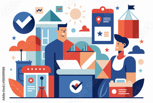 Minimalist election day concept with voting symbols and elements for civic engagement design